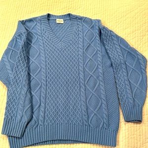 Sunday Best Blue Cable V-Neck Sweater